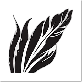 Elegant White Feather on Black Background No. 449 Posters and Art